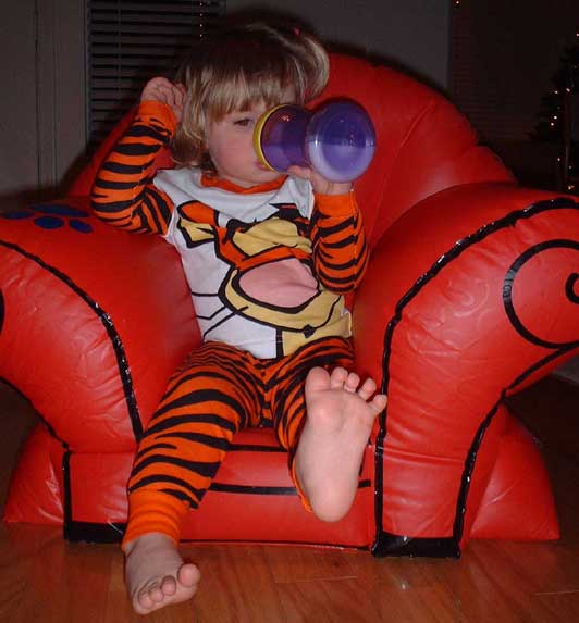 aly in her blue's clues chair (from the roys)